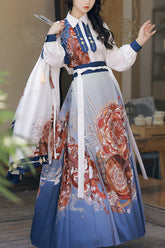 Ensemble complet de robe Hanfu classique imprimée Pipa de la dynastie Han chinoise originale multicolore